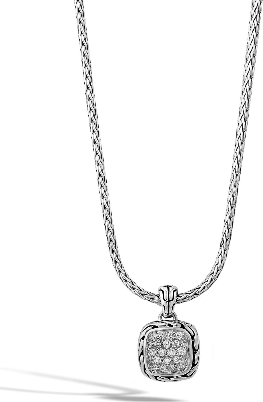John Hardy Classic Chain Silver Diamond Pendant Necklace
