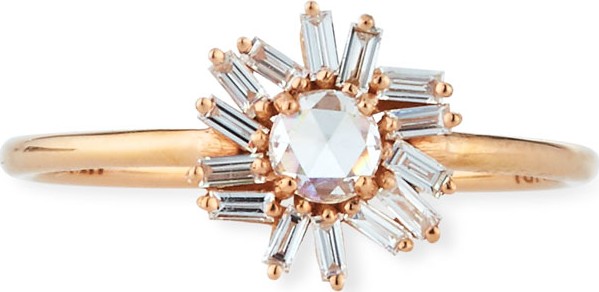 Suzanne Kalan 18k Rose Gold Mixed-Cut Diamond Ring, Size 6.5