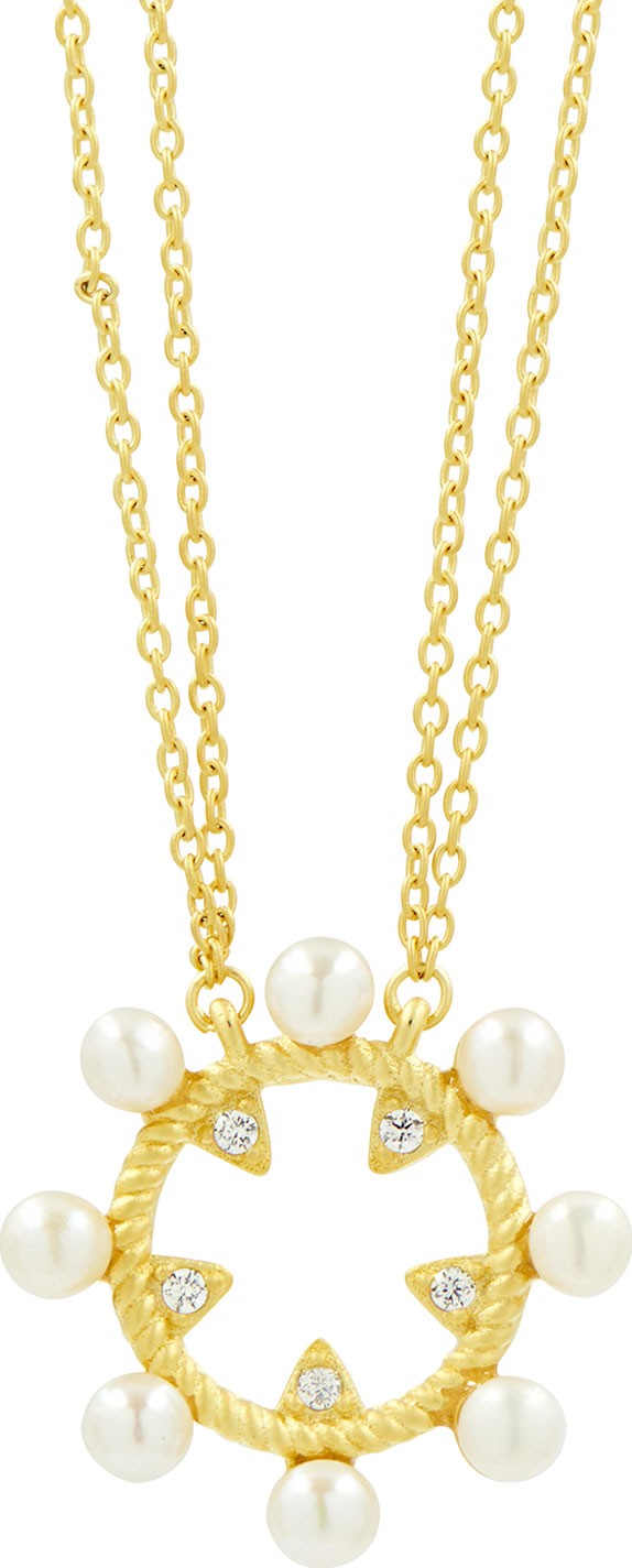 Freida Rothman Textured Open Cubic Zirconia Pendant Necklace