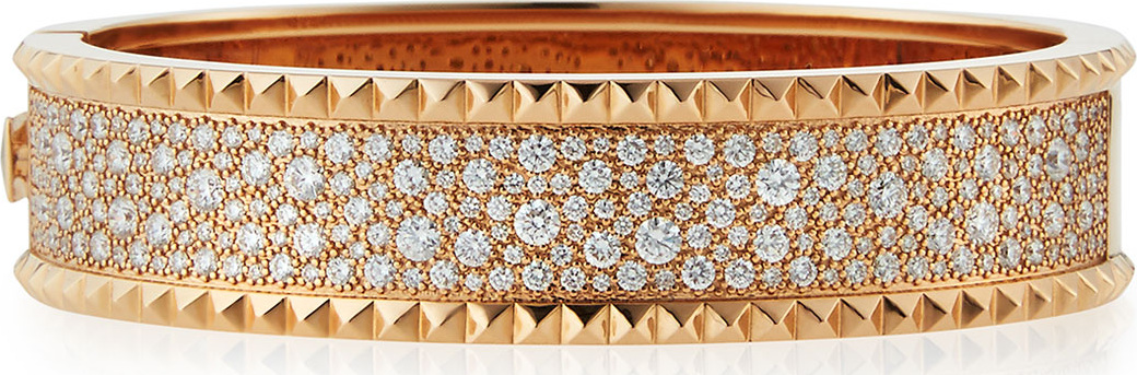 Roberto Coin ROBERTO COIN ROCK & DIAMONDS Slim 18K Rose Gold Bangle, 1.49 tdcw