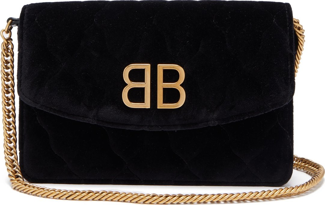 Balenciaga BB quilted velvet clutch