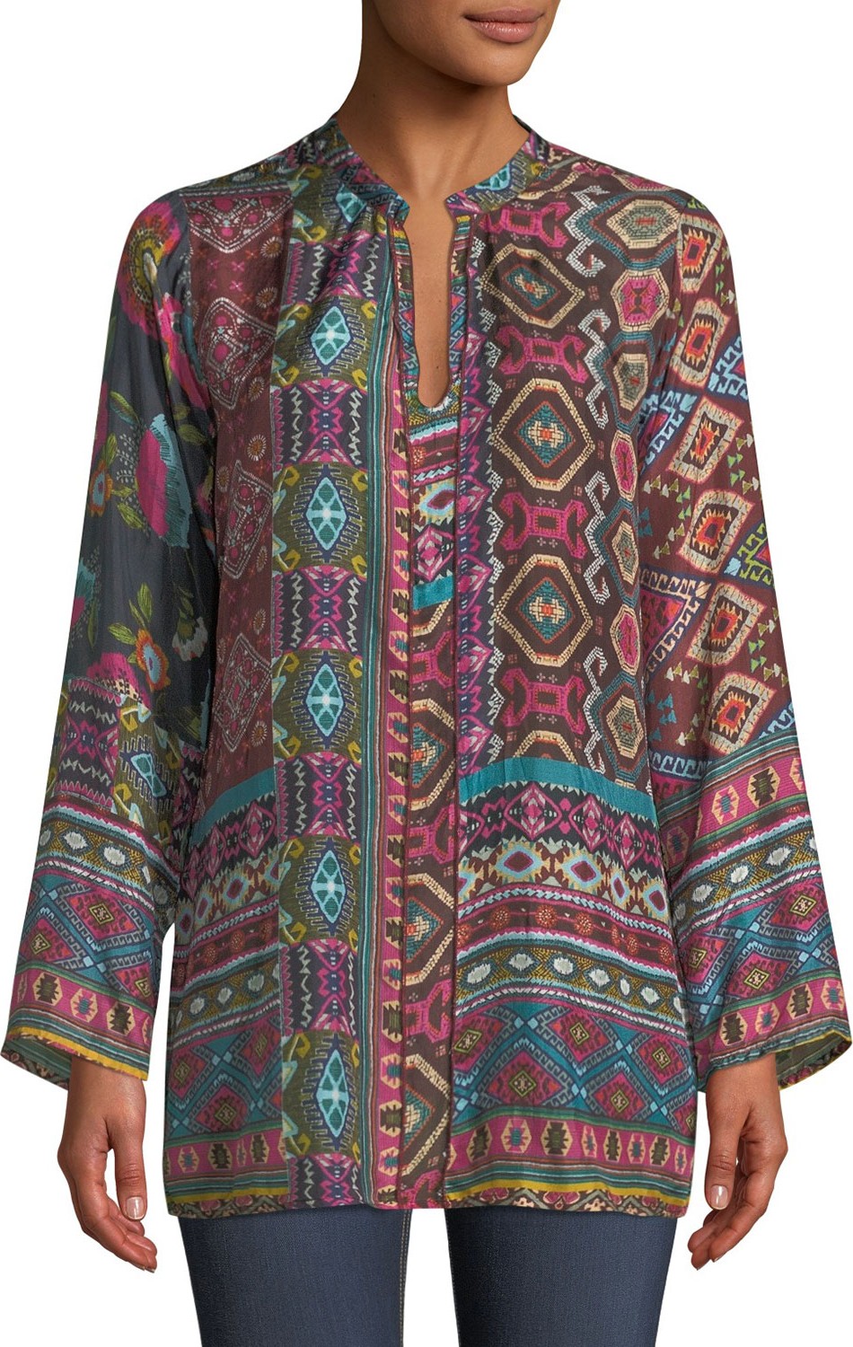 Johnny Was Emilia Silk Georgette Printed Blouse