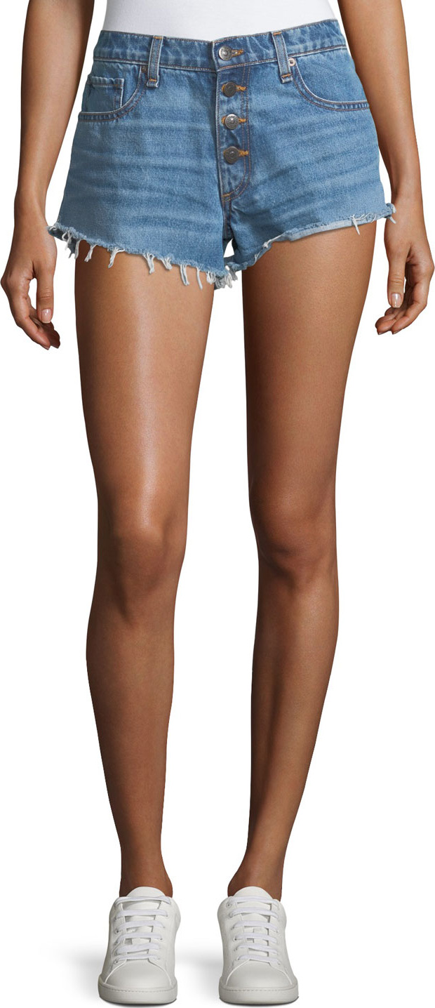 Veronica Beard Debbie Denim Shorts w/ Frayed Hem