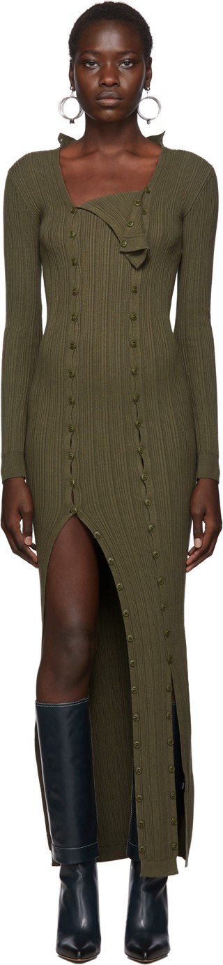 Jacquemus Khaki 'La Robe Maille Azur' Dress