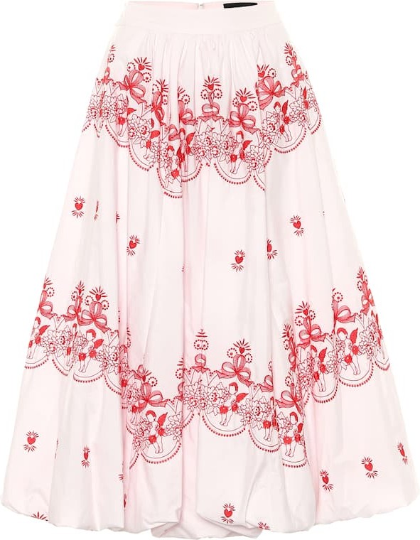 Simone Rocha Embroidered cotton midi skirt