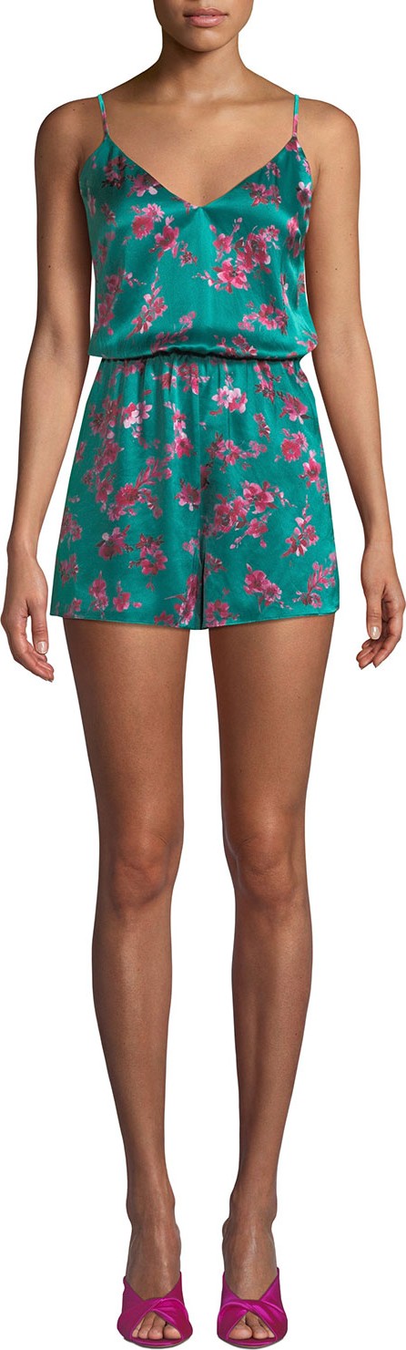 CAMI NYC The Brielle Floral Tie-Back Silk Romper