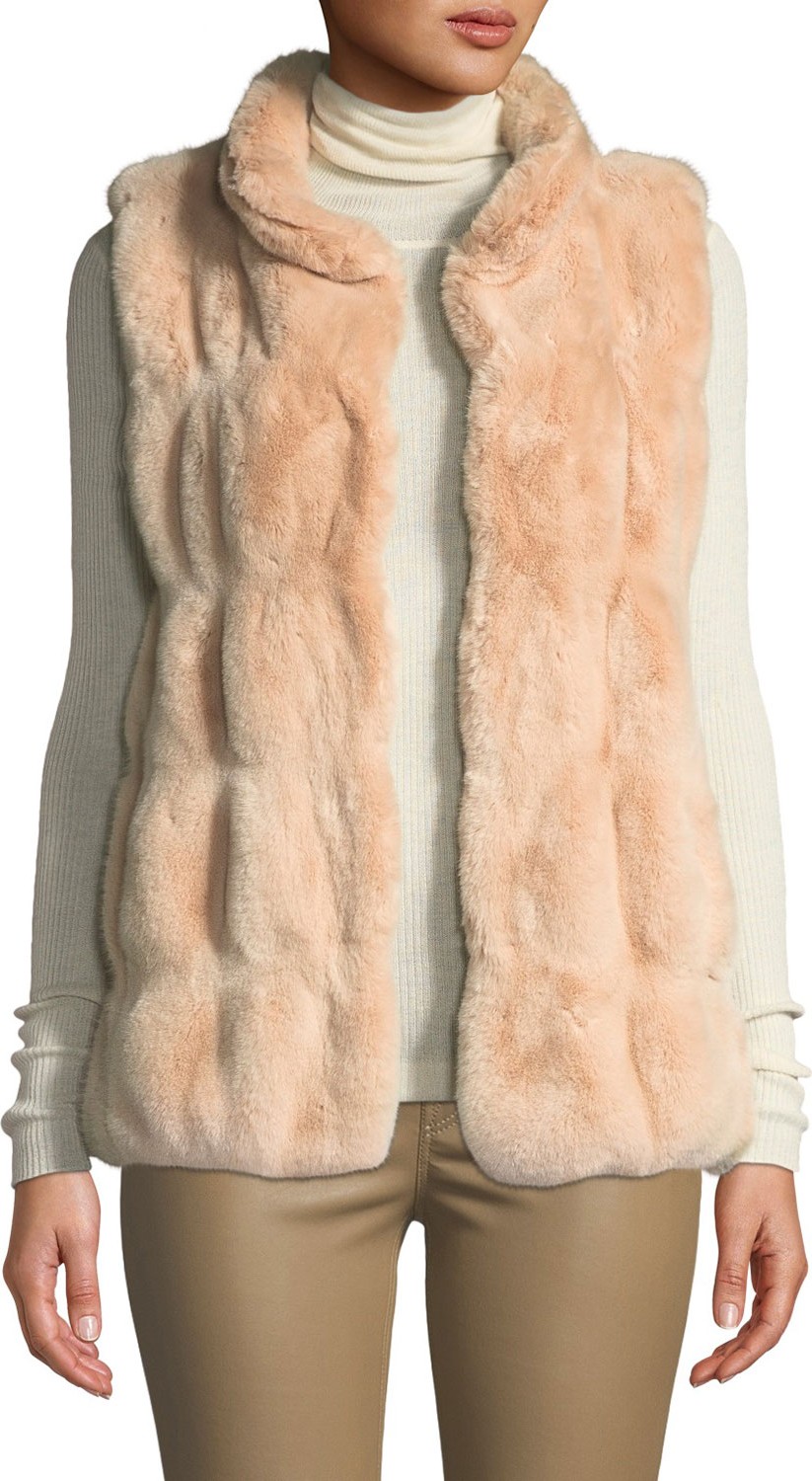 Fabulous Furs Couture Faux-Fur Stand-Collar Vest
