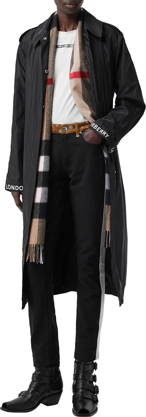 Burberry London England Half Mega Check Cashmere Scarf