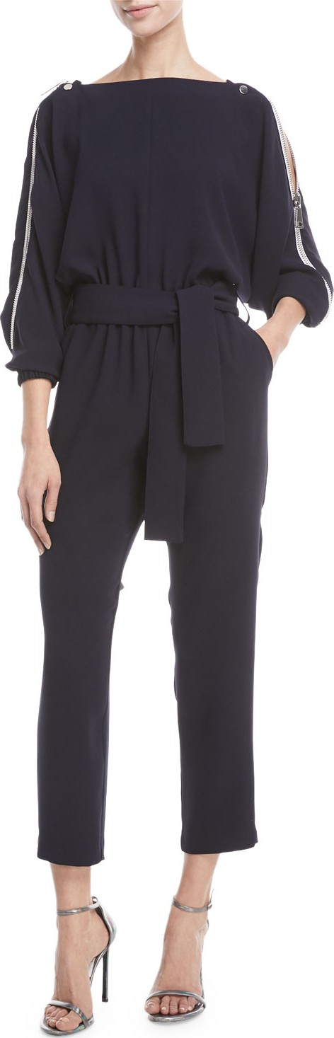 Carolina Ritzler Carole Shoulder-Zip Straight-Leg Jumpsuit