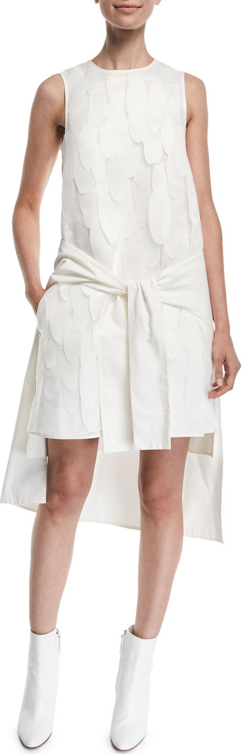 Paskal Layered Tie-Front Sleeveless High-Low Shift Dress