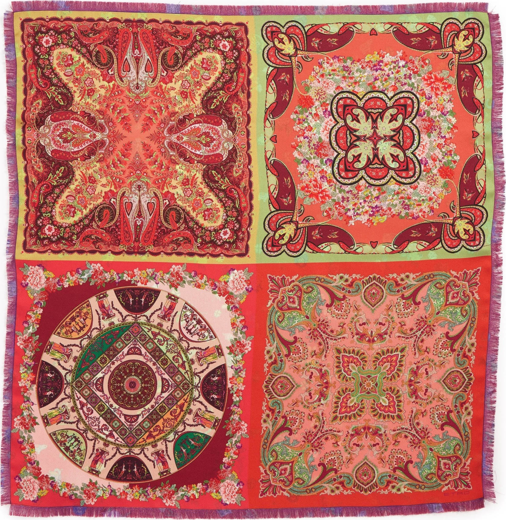 Etro Double Print Silk Square Scarf