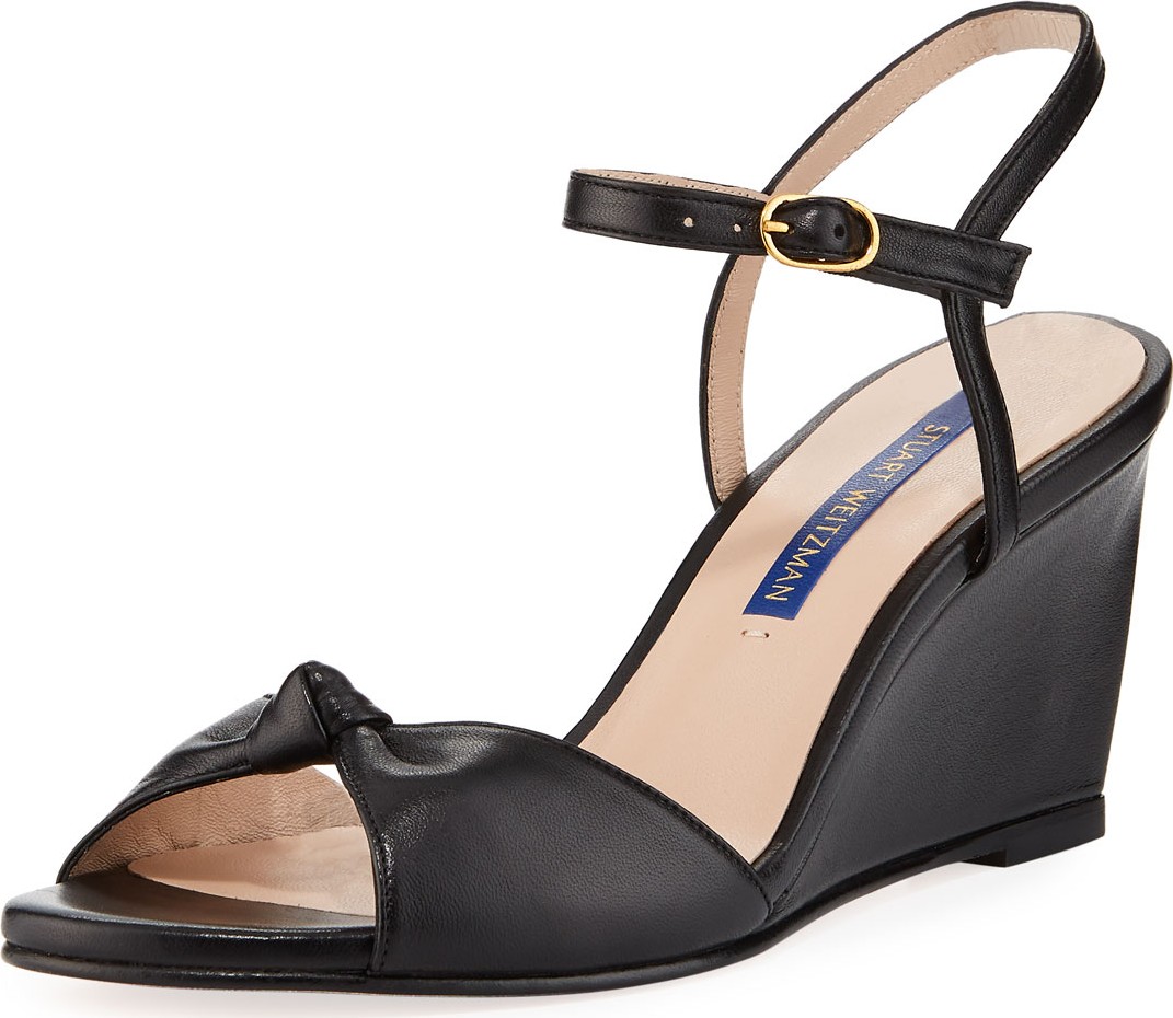 Stuart Weitzman Gloria Leather Wedge Sandals