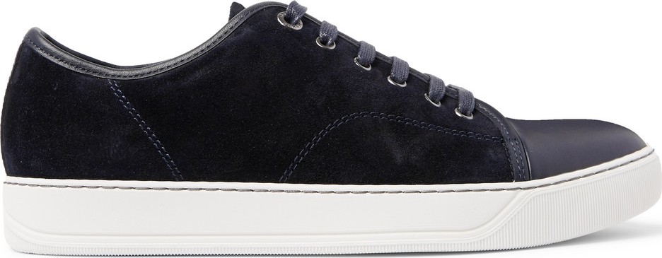 Lanvin Cap-Toe Suede and Leather Sneakers