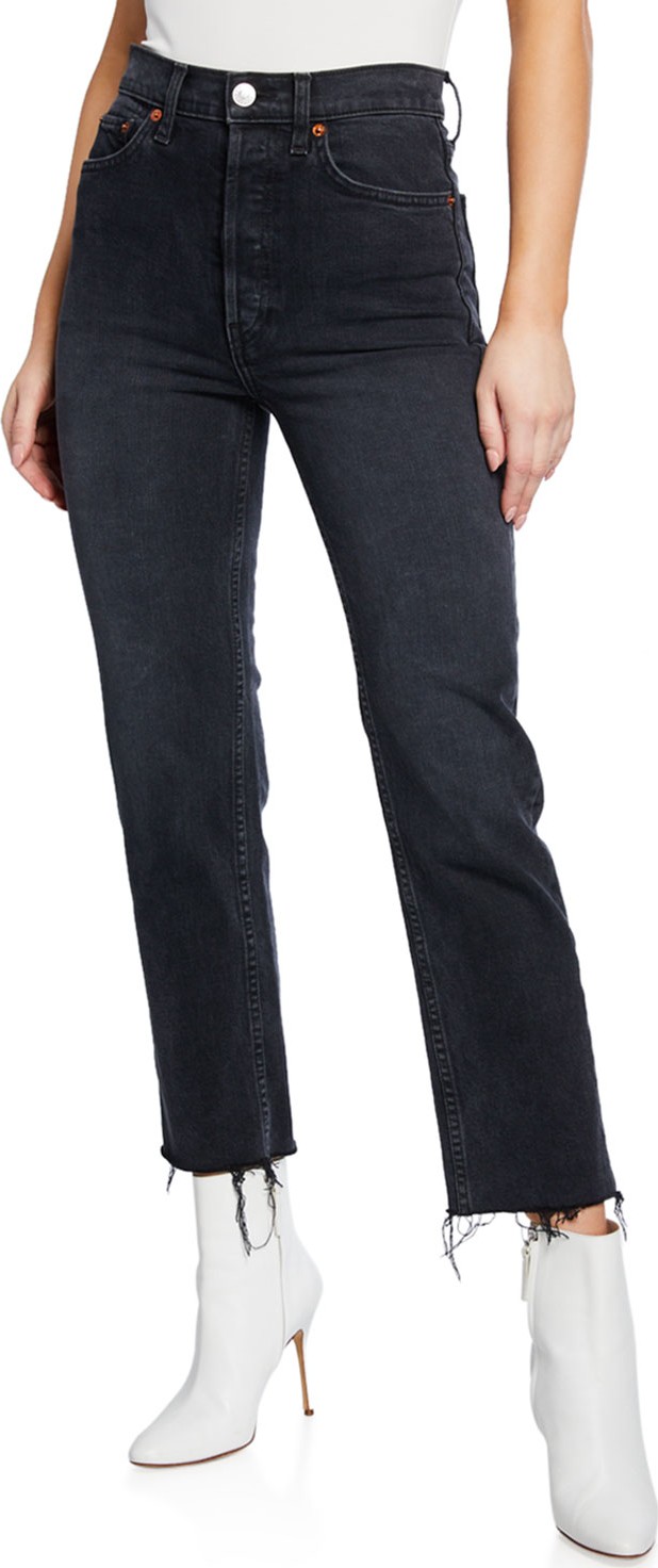 RE/DONE High-Rise Stovepipe Cropped Jeans