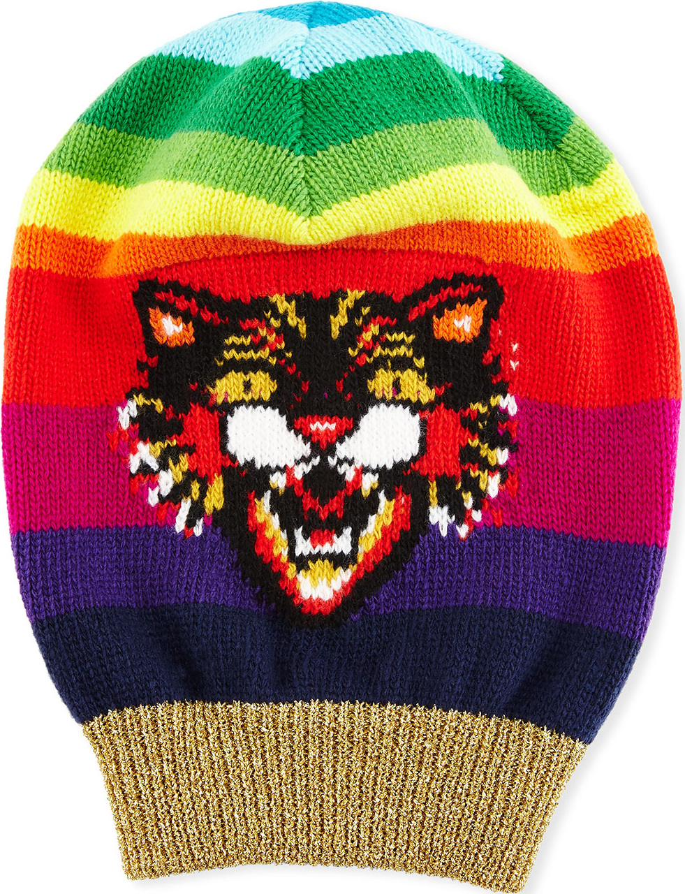 Gucci Wool Beanie Hat with Angry Cat Motif