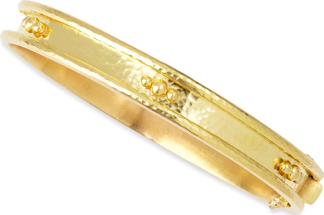 Elizabeth Locke 19k Gold Flat Thin Bangle with Granulation