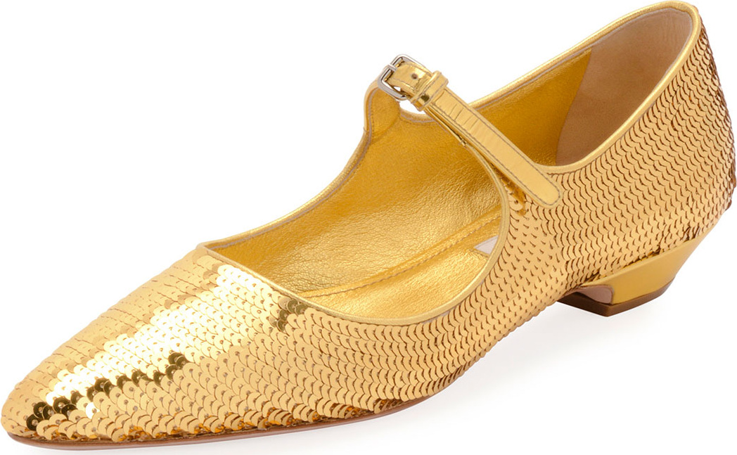 Miu Miu Mary Jane Sequined Skimmer Flat