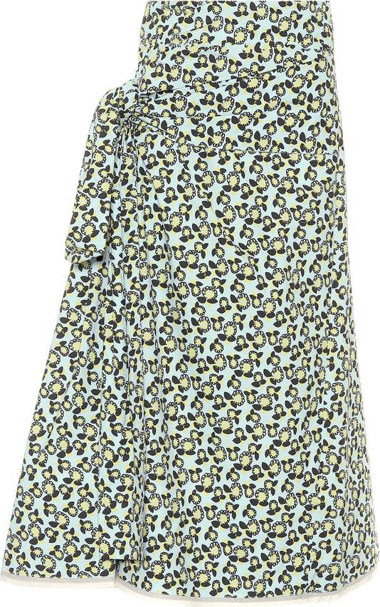 Marni Printed cotton and linen midi skirt