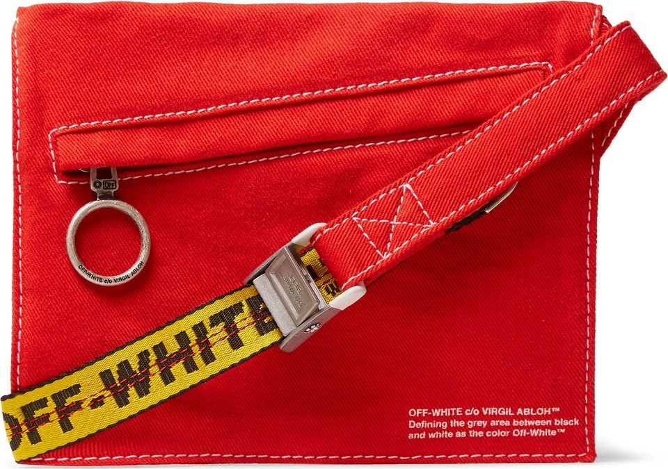 Off White Logo-Print Cotton-Twill Messenger Bag