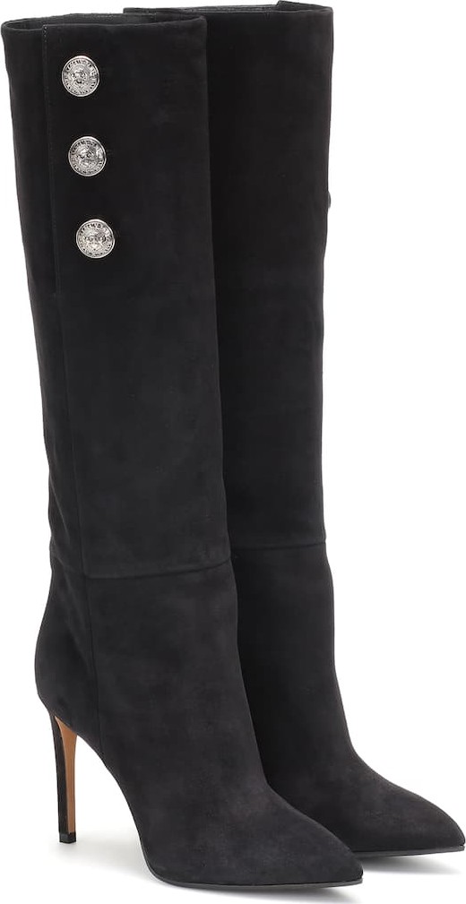 Balmain Suede knee-high boots