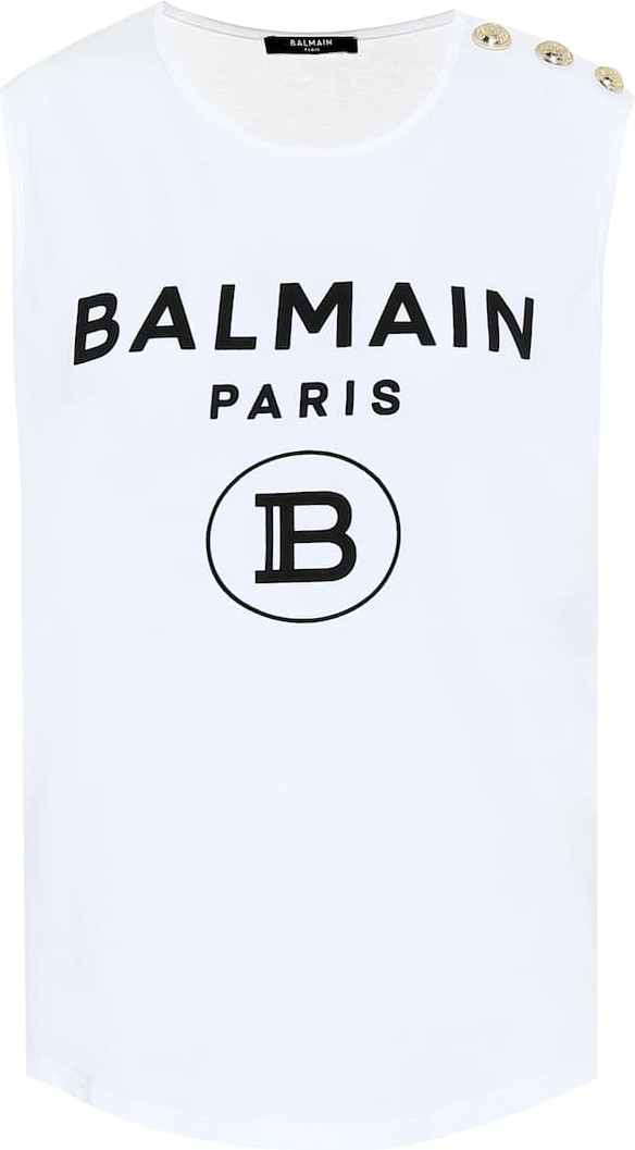 Balmain Logo cotton-jersey top