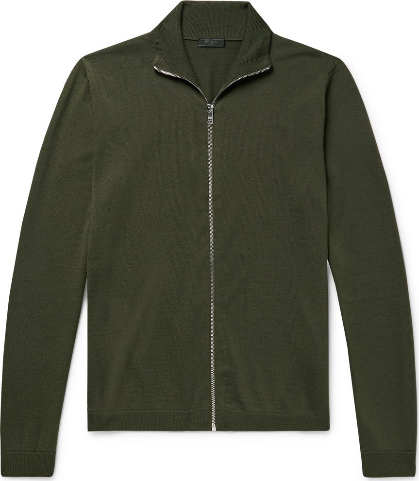Prada Slim-Fit Virgin Wool Zip-Up Cardigan