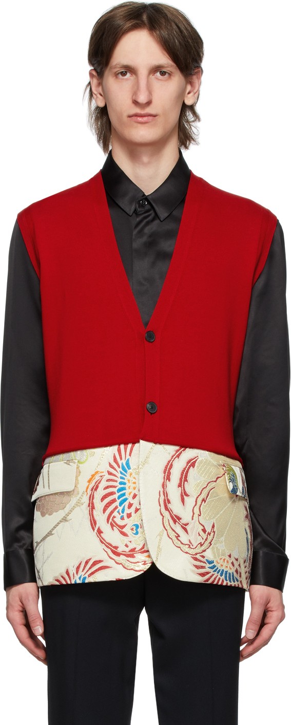 Haider Ackermann Red Sleeveless Cardigan