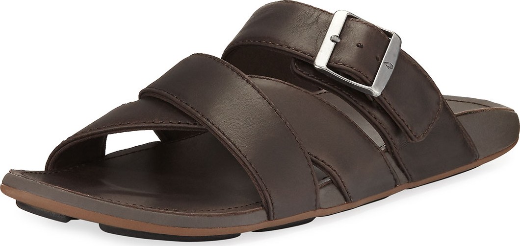 Olukai Kaupe'a Leather Slide Sandal