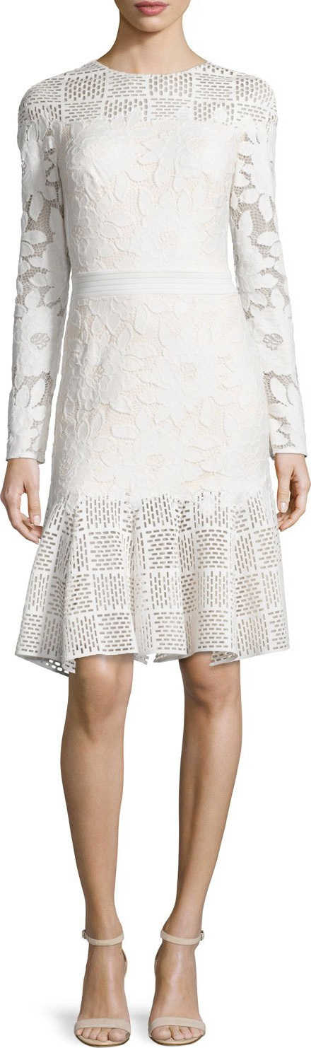Tadashi Shoji Long-Sleeve Mixed-Media Dress