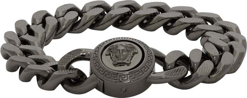 Versace SSENSE Exclusive Gunmetal Medusa Chain Bracelet Versace SSENSE Exclusive Gunmetal Medusa Chain Bracelet
