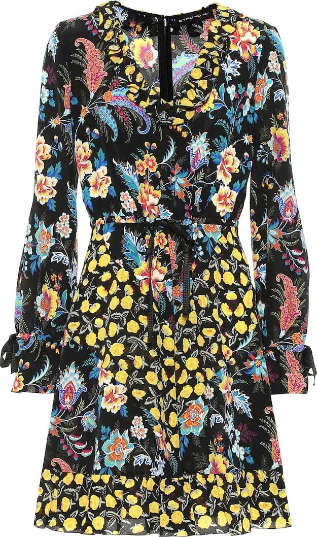 Etro Ruffle-trimmed floral silk dress