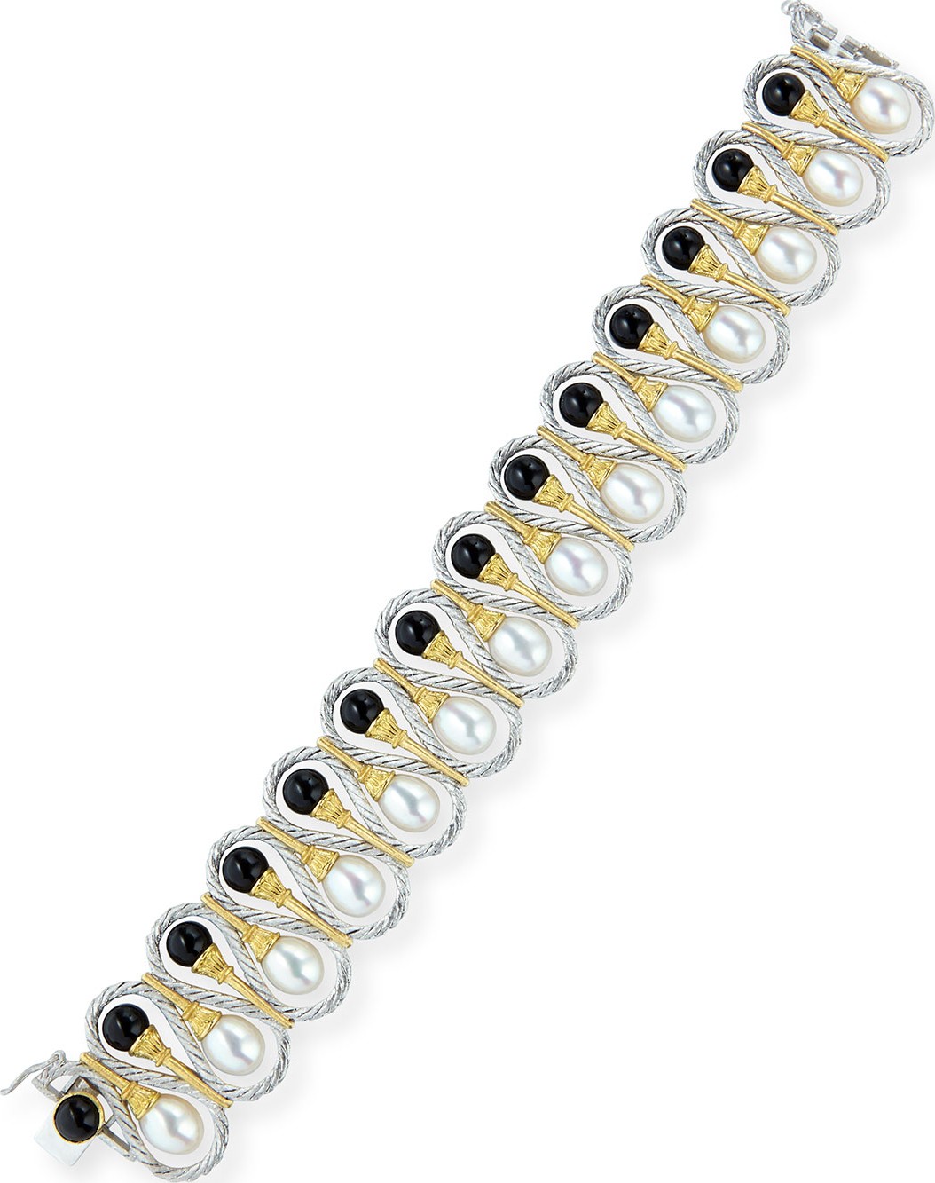 Buccellati 18k Gold Bracelet with Onyx and Pearls