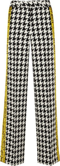 Off White houndstooth wool-blend wide-leg pants