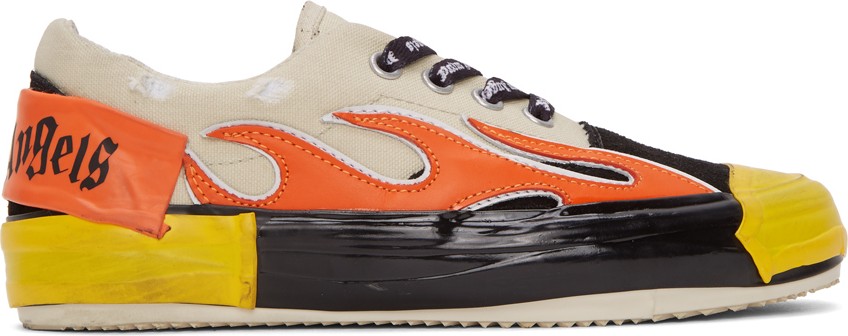 Palm Angels Beige & Black Flame Sneakers