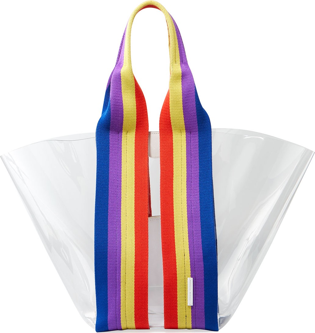 Rebecca Minkoff Fan See-Through Tote Bag with Rainbow Webbing
