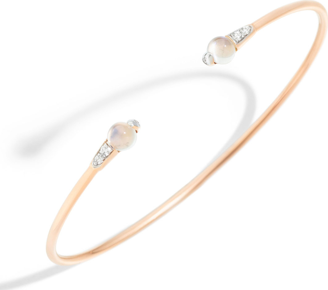 Pomellato 18k M'ama Non M'ama Bangle Bracelet w/ Moonstone & Diamonds