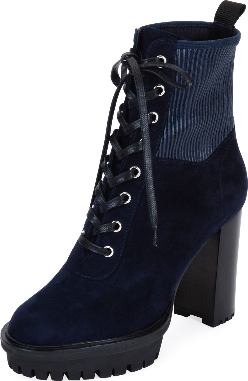 Gianvito Rossi Suede Stretch Platform Hiker Booties