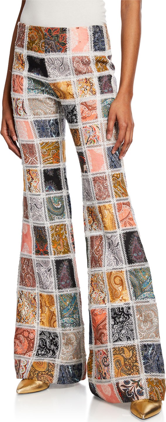 Zimmermann Ninety-Six Patch Flare-Leg Linen Pants