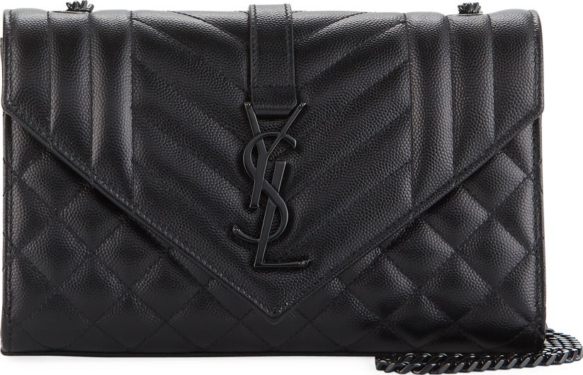 Saint Laurent Monogram YSL Envelope Small Chain Shoulder Bag - Black Hardware