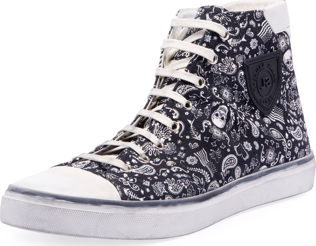 Saint Laurent Men's Bedford Graphic Canvas High-Top Sneakers