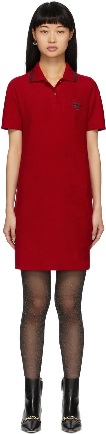 Gucci Red Terrycloth Polo Dress