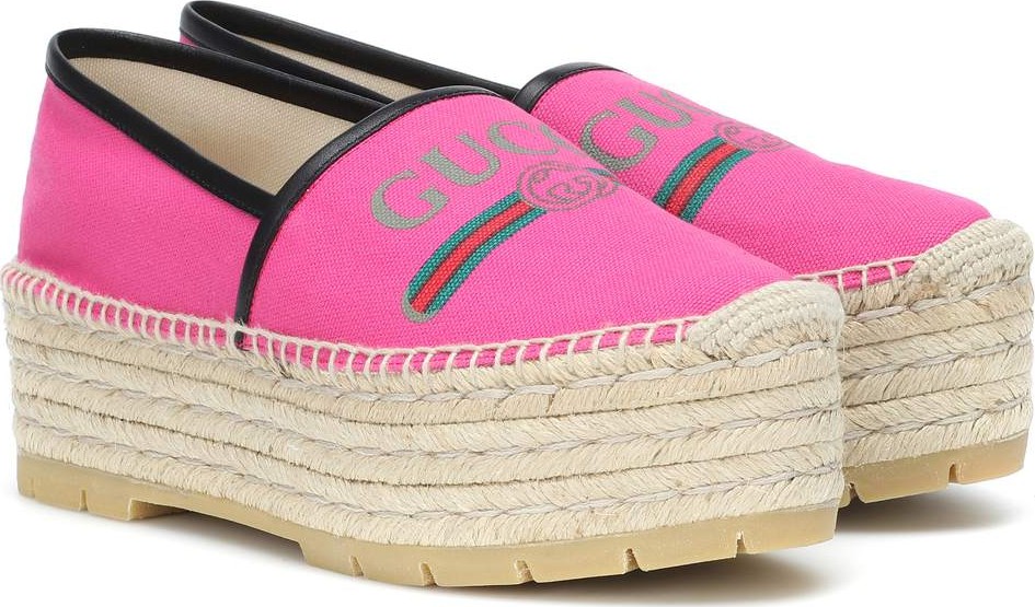 Gucci Logo platform canvas espadrilles