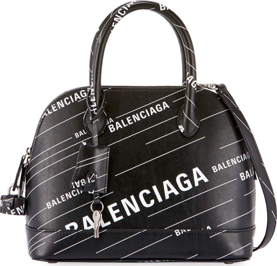 Balenciaga Ville Small AJ Logo-Print Leather Top-Handle Bag
