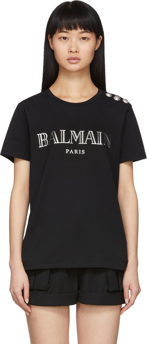 Balmain Black 3-Button Logo T-Shirt