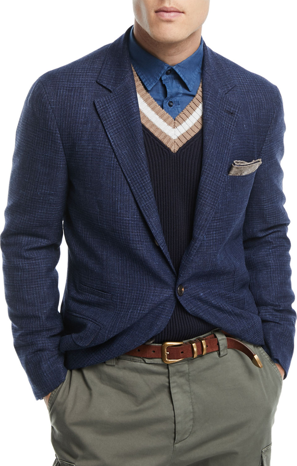 Brunello Cucinelli Heathered Wool/Linen Sport Jacket Brunello Cucinelli Heathered Wool/Linen Sport Jacket