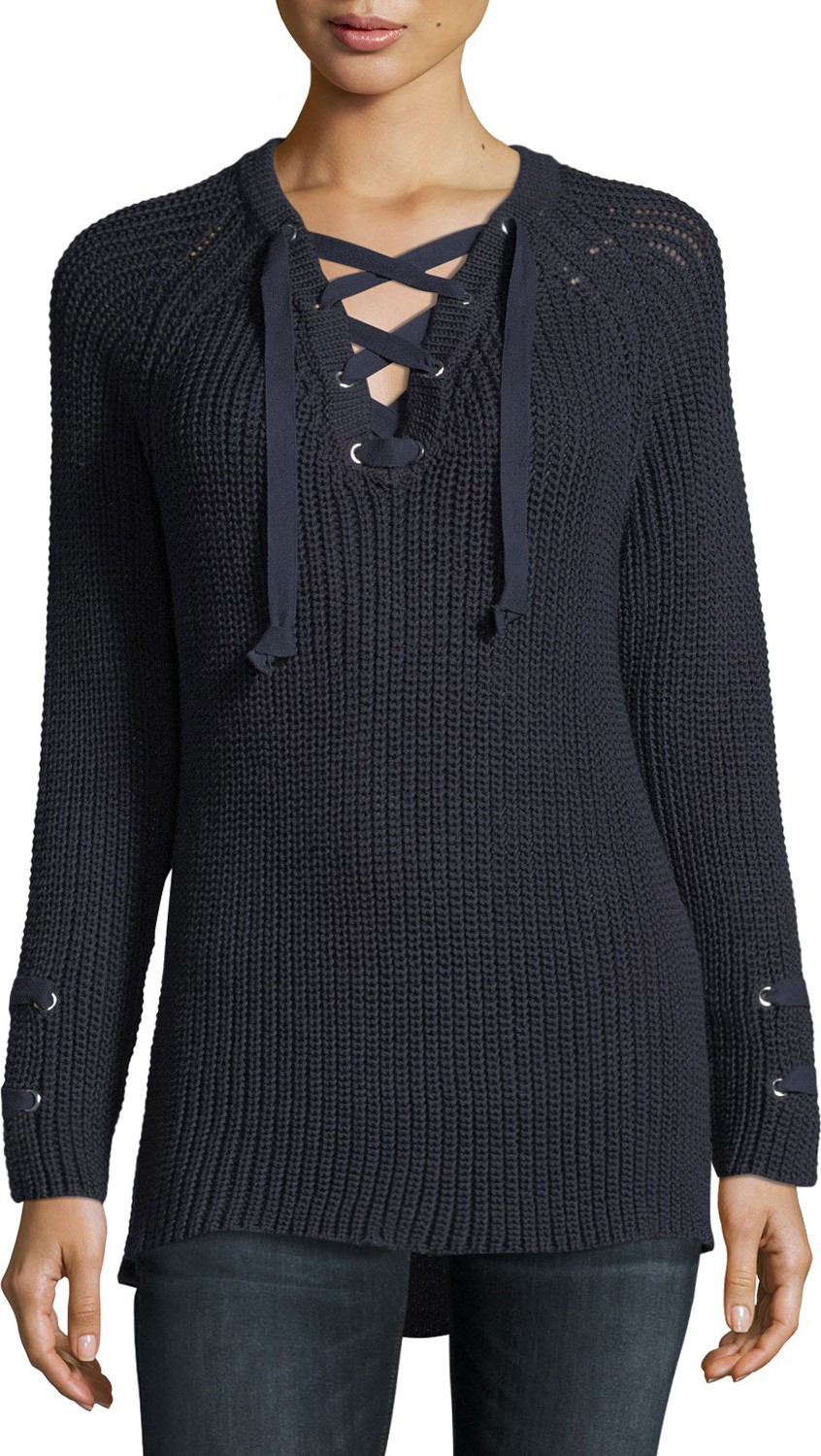 Pure Handknit Boundless Lace-Up Sweater