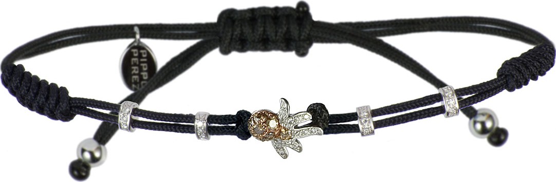 Pippo Perez Pull-Cord Bracelet with Brown Diamond Octopus in 18K White Gold