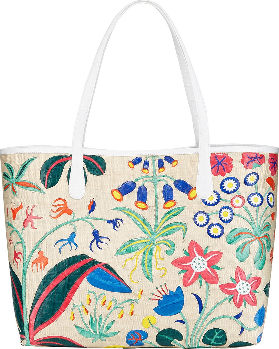 Nancy Gonzalez Erica Crocodile & Linen Tote Bag