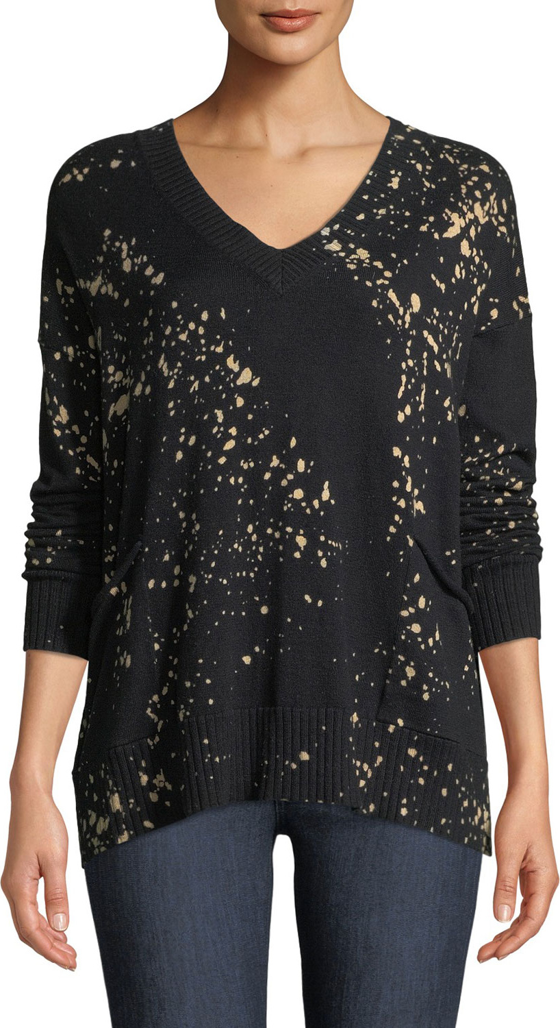 Lisa Todd Art Attack V-Neck Long-Sleeve Sweater w/ Pockets