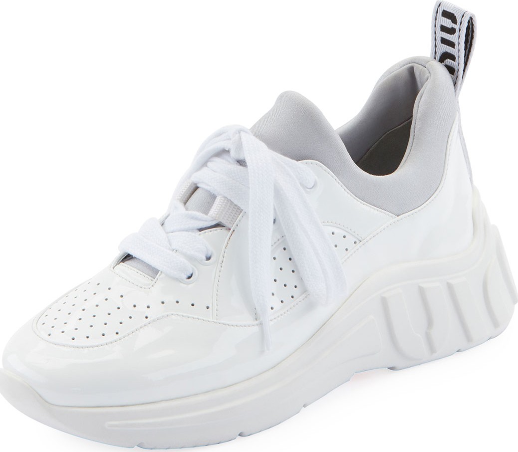 Miu Miu Perforated Patent Leather Sneakers